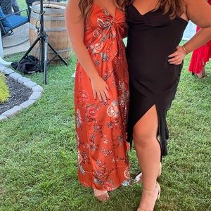 Orange stretchy floral dress worn once